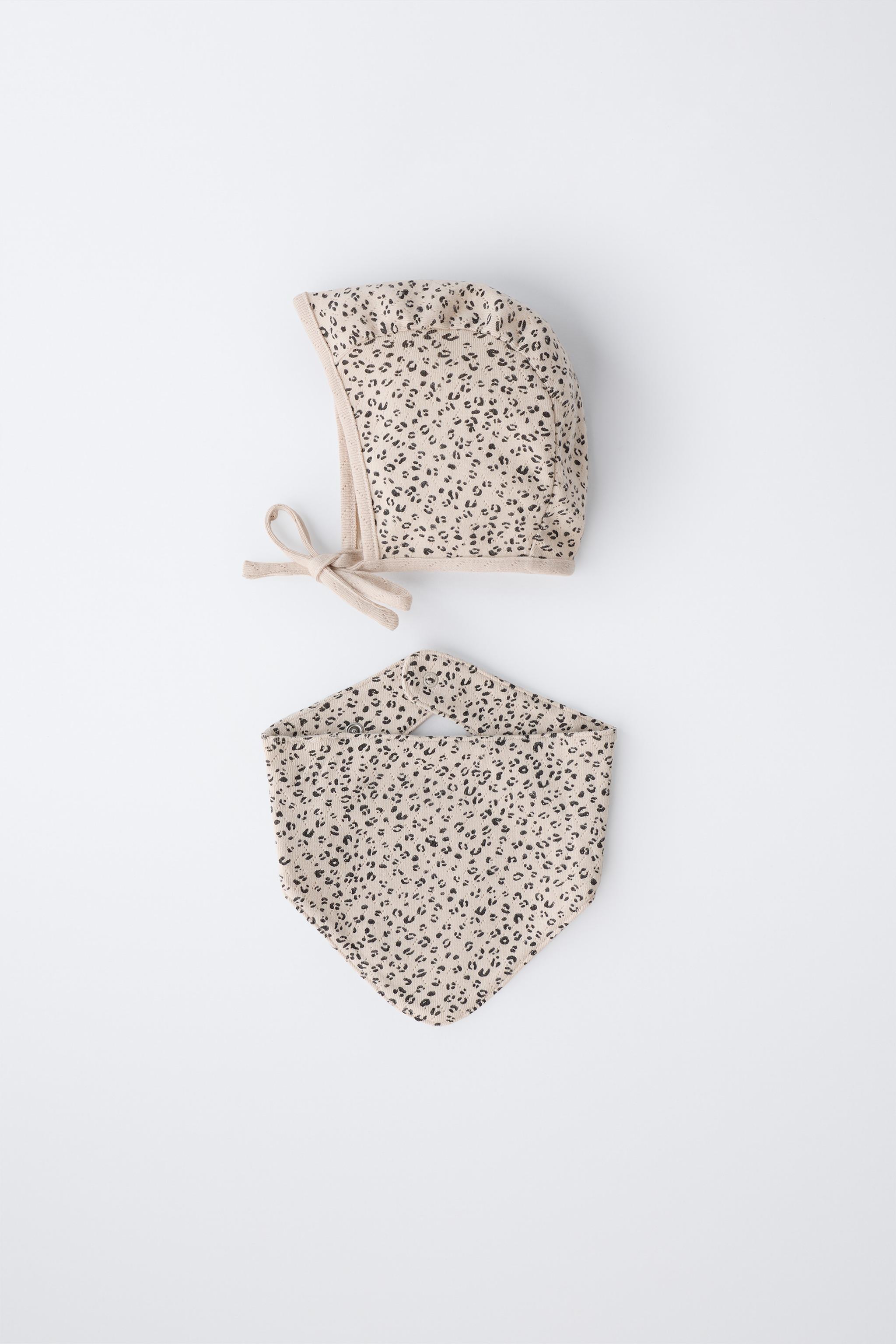ANIMAL PRINT BONNET AND BIB PACK - Ecru | ZARA United States