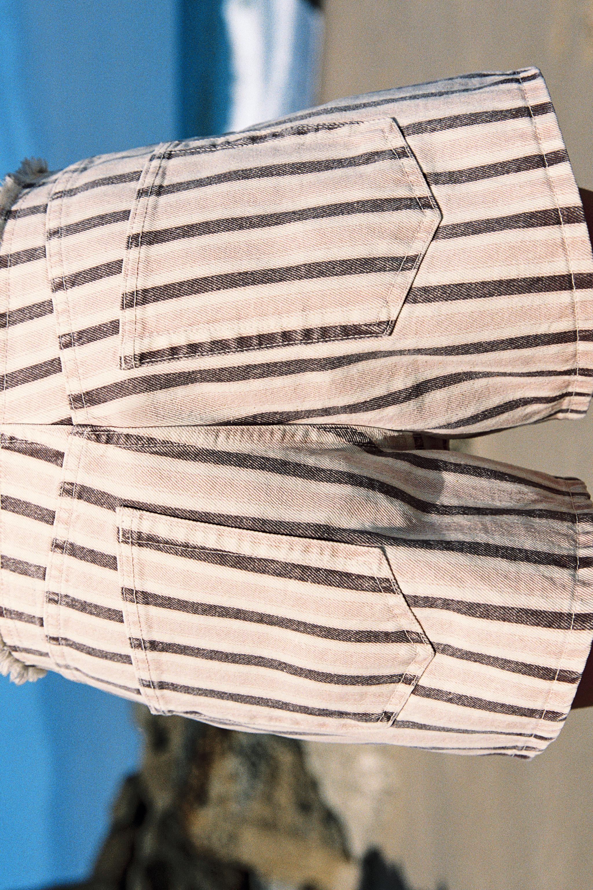 Z1975 FRAYED STRIPED DENIM SHORTS - Multicolored | ZARA United States