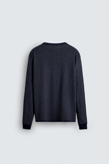 COTTON - CASHMERE STRIPED SWEATER - Grey / Blue by Zara - Image 7