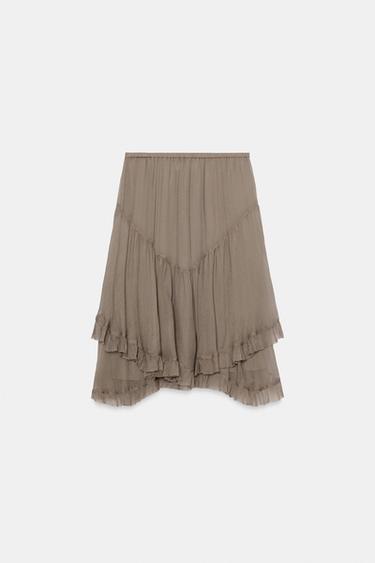 ZW COLLECTION RUFFLED SKIRT - Taupe grey by Zara - Image 3