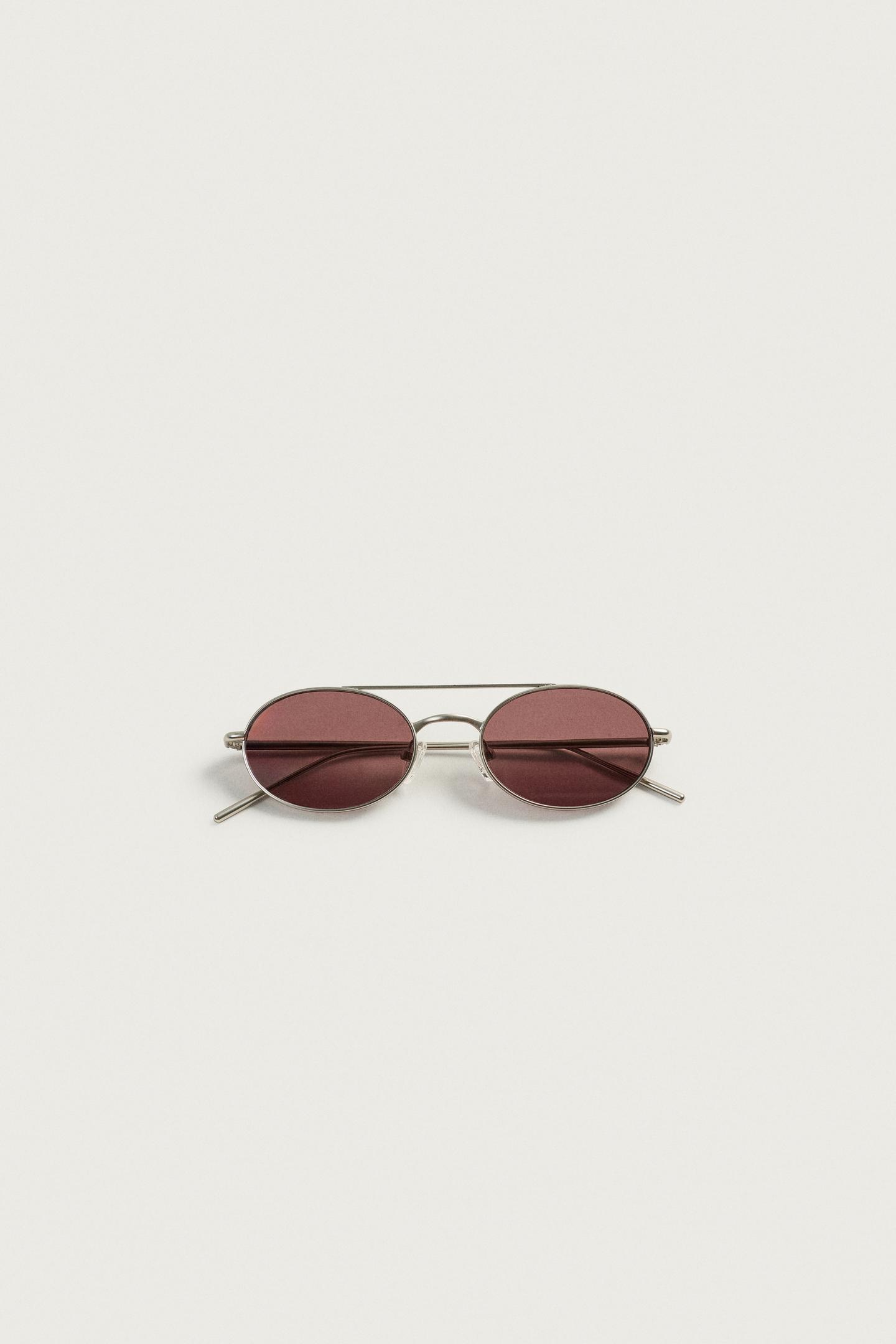 Мужские солнцезащитные очки Zara Oval Sunglasses, цвет: Матовый серебряный — фото 7