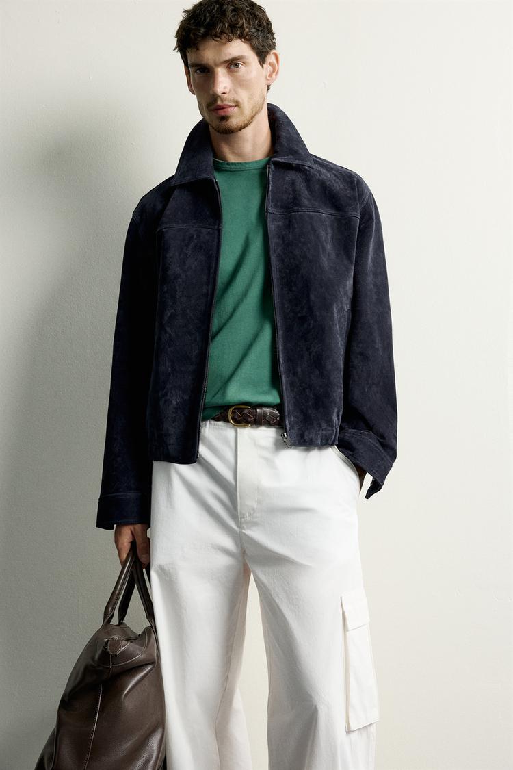 Chaqueta de piel de ante de corte regular 6