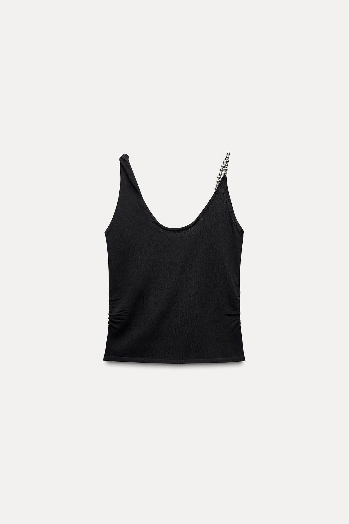 KNIT TOP WITH BALL STRAPS