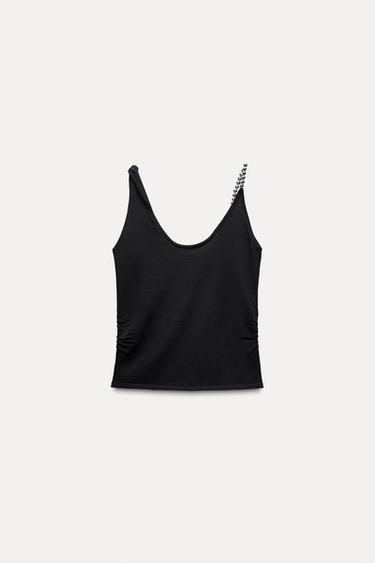 TOP TIRANTES PUNTO BOLAS - Negro de Zara