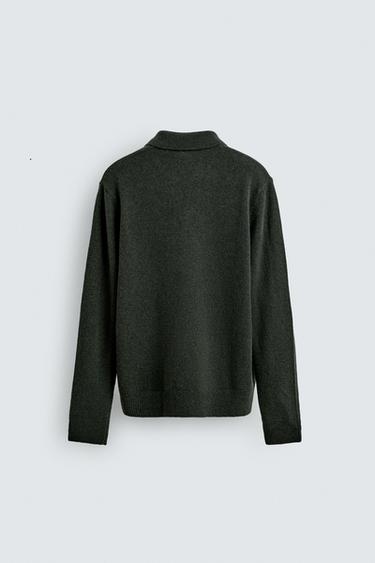 100% WOOL KNIT POLO SHIRT - GREEN by Zara - Image 7