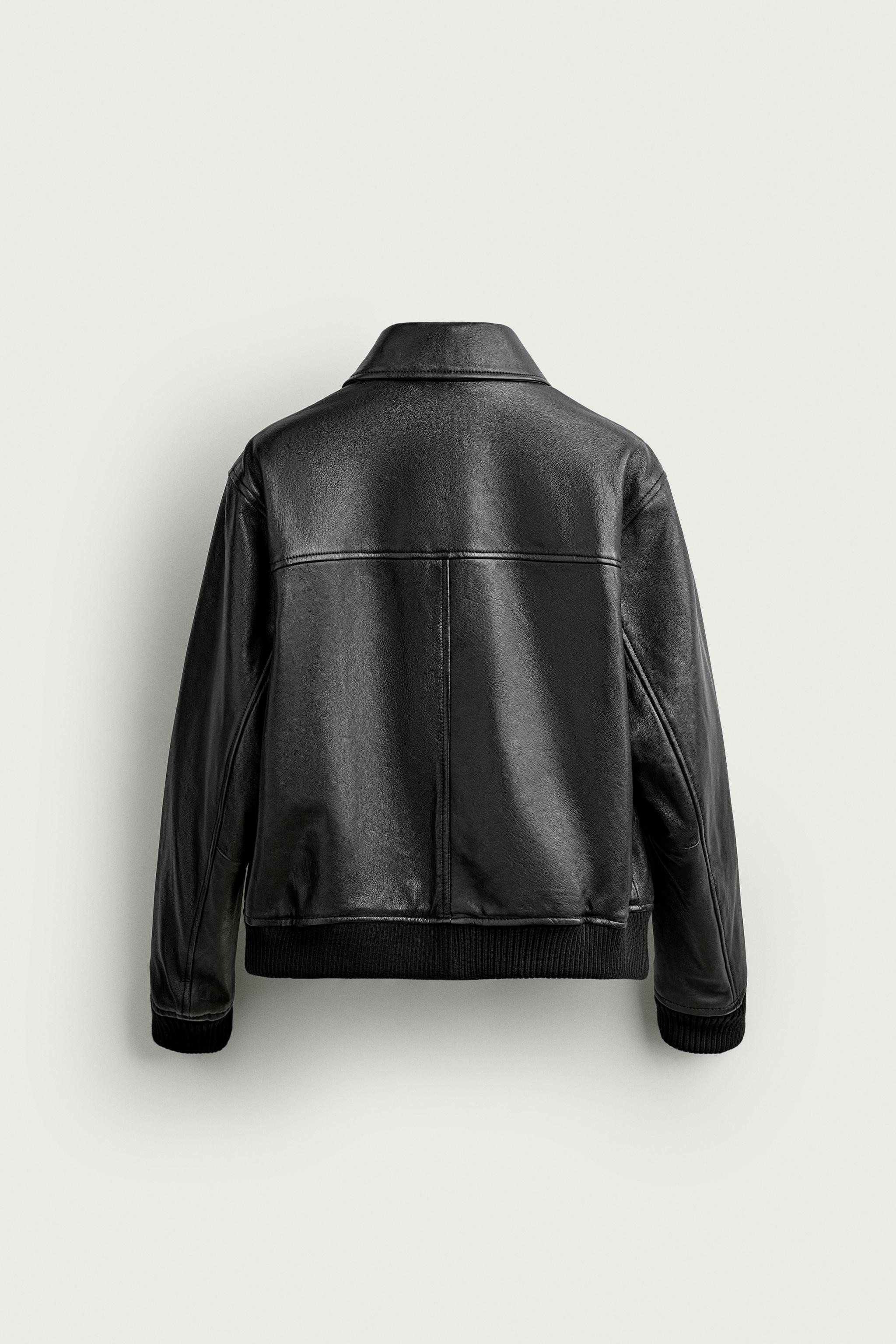 Мужские куртки Zara REGULAR FIT LEATHER JACKET — фото 8