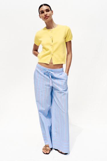 CARDIGAN WITH FAUX PEARL TIES - Yellow by Zara - Image 0