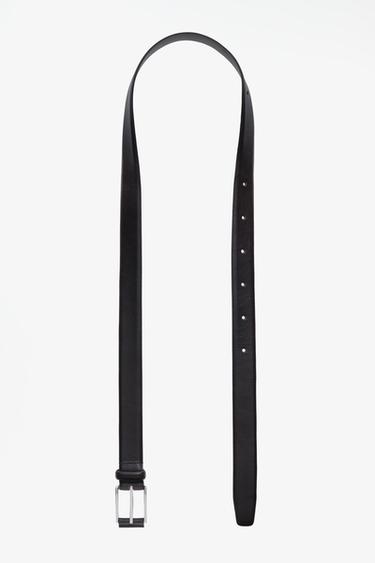 Zara LIMITED EDITION 100% LEATHER BELT WITH RECTANGULAR BUCKLE - Black
