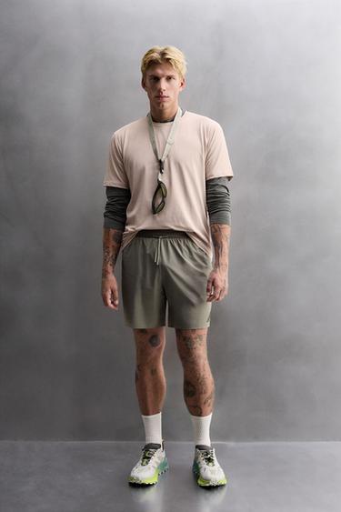 LIGHTWEIGHT PERFORATED SHORTS - Sand by Zara
