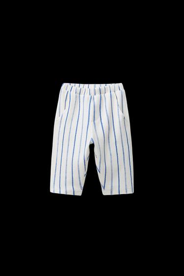 Zara STRIPED TEXTURED PANTS - Light ecru - Image 0