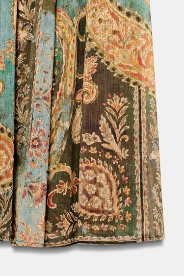 JUPE MI-LONGUE IMPRIMÉE AVEC CEINTURE - Multicolore de Zara - Image 7