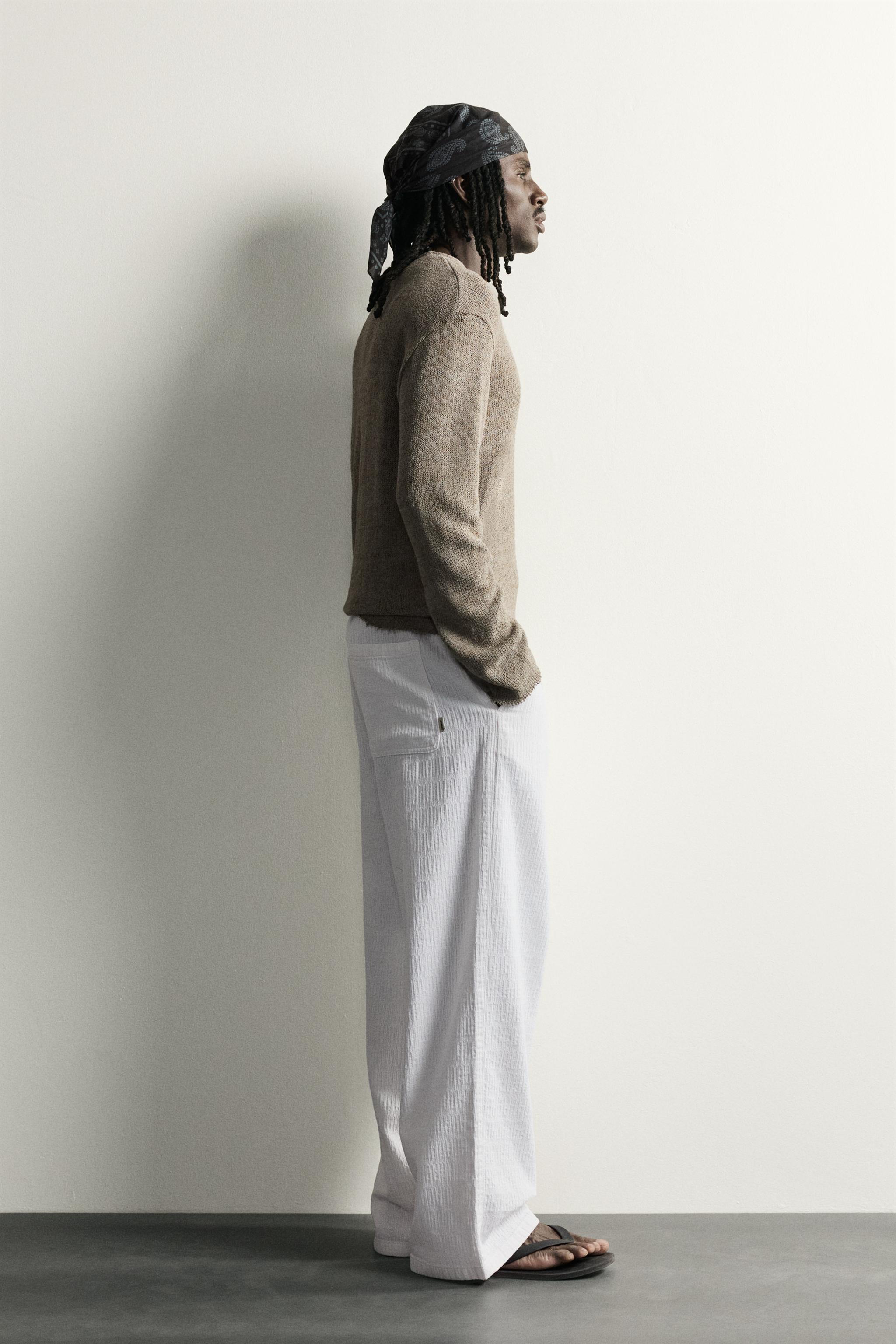 PANTALON COUPE DÉCONTRACTÉE JACQUARD DÉLAVÉ