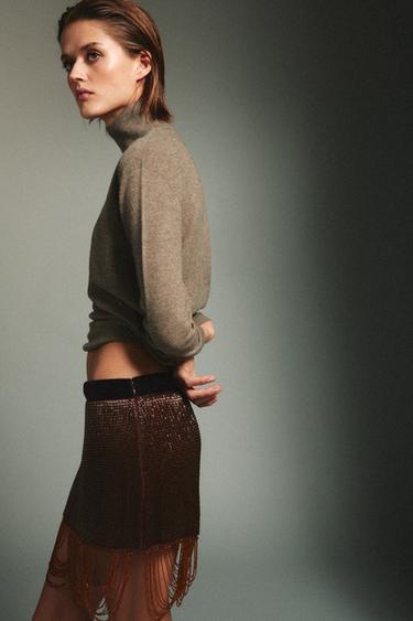 100% EXTRA SOFT WOOL JUMPER - Brown / Taupe by Zara