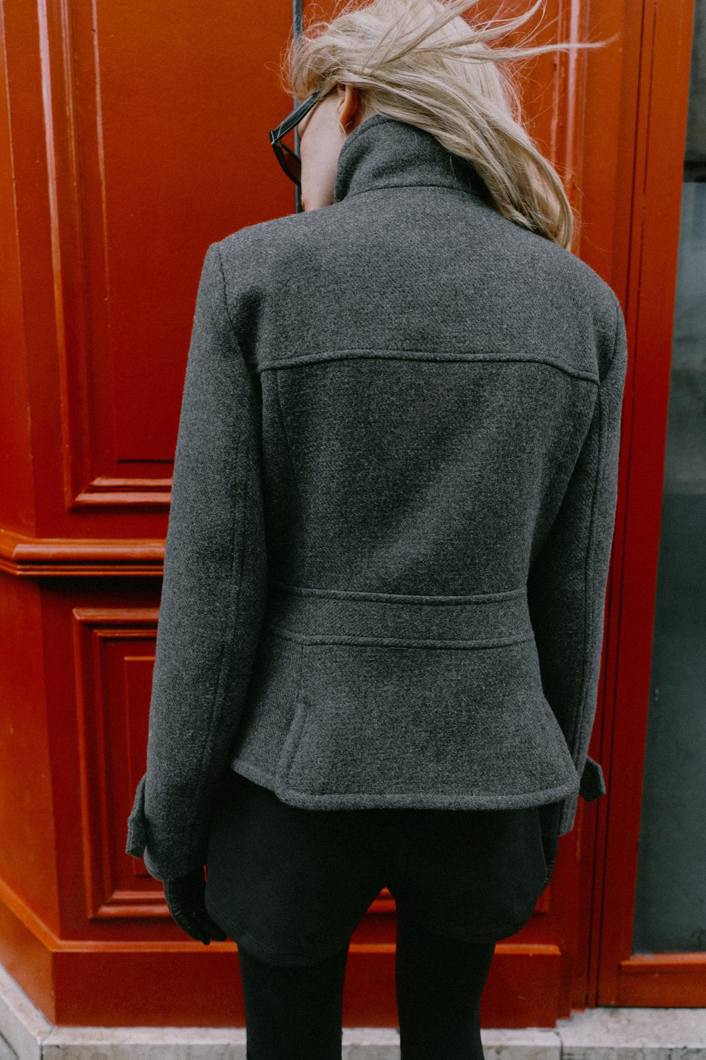 Женское пальто Zara Stand Collar Wool, цвет: Серый — фото 6