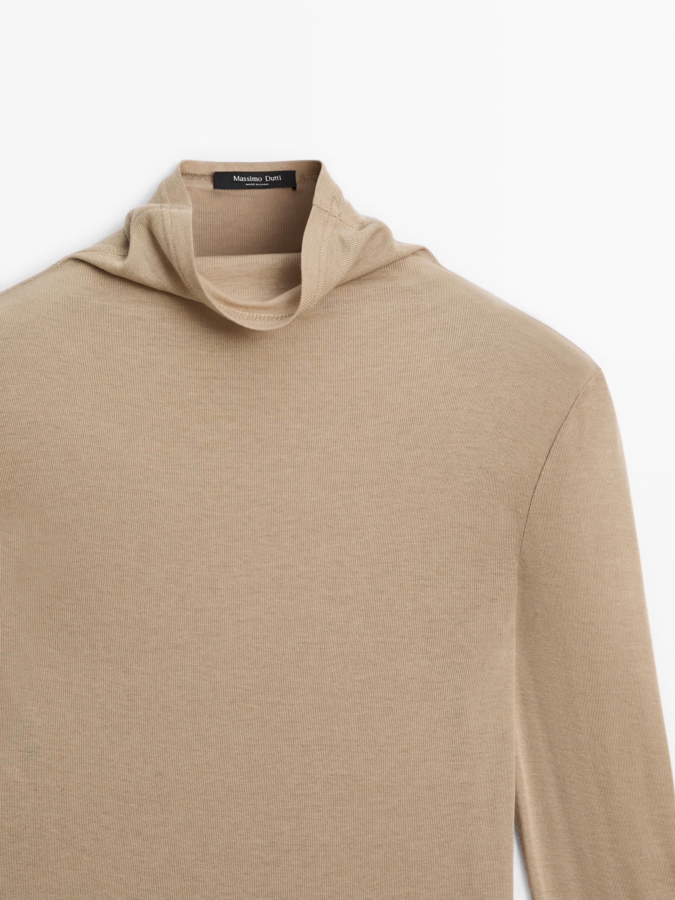 Long sleeve lyocell and wool blend T-shirt