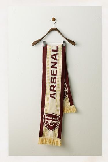 ARSENAL F.C. © PRINTED FRINGED KNIT SCARF - Burgundy by Zara