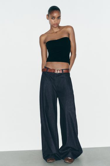 Zara POLYAMIDE BANDEAU TOP - Black