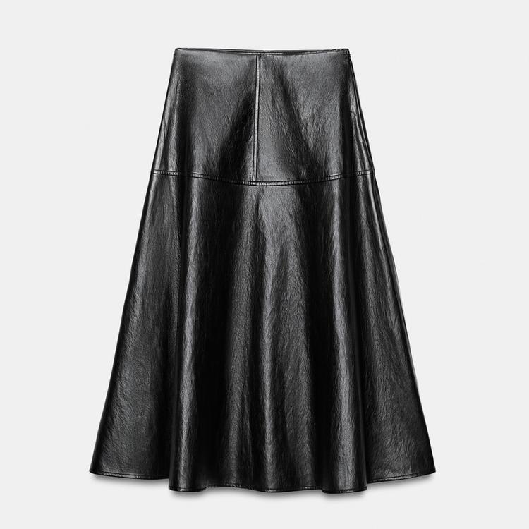 FALDA MIDI CAPA EFECTO PIEL