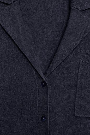 OVERSIZED EXTRA SOFT 100% WOOL POLO CARDIGAN - Navy blue by Zara - Image 7