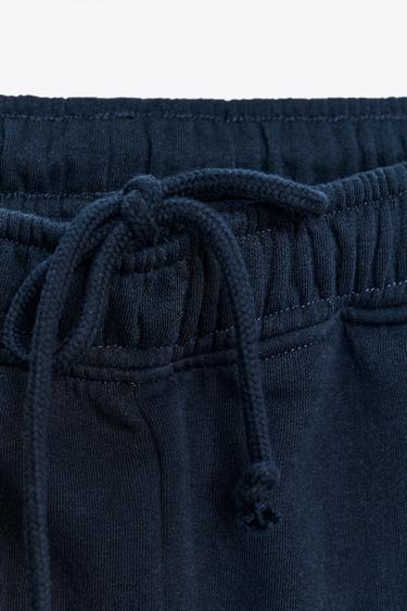 PANTALON EN MOLLETON BASIQUE DROIT À BORD RÉGLABLE - Bleu marine de Zara - Image 9