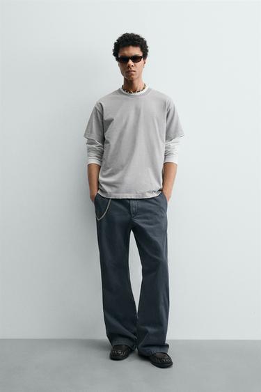 BOXY FIT T-SHIRT WITH IRREGULAR HEM - Light grey by Zara - Image 0