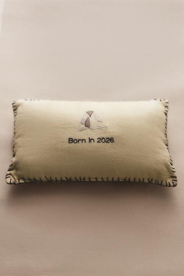 LINEN RABBIT BABY CUSHION - Multicoloured by Zara