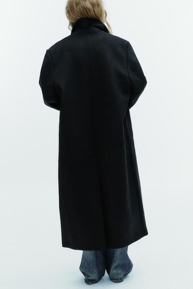 MANTEAU EXTRA LONG MÉLANGE LAINE - Noir de Zara - Image 4