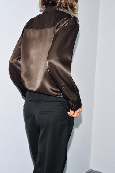 ZW COLLECTION SATIN BLOUSE WITH TIES - Brown by Zara - Image 2