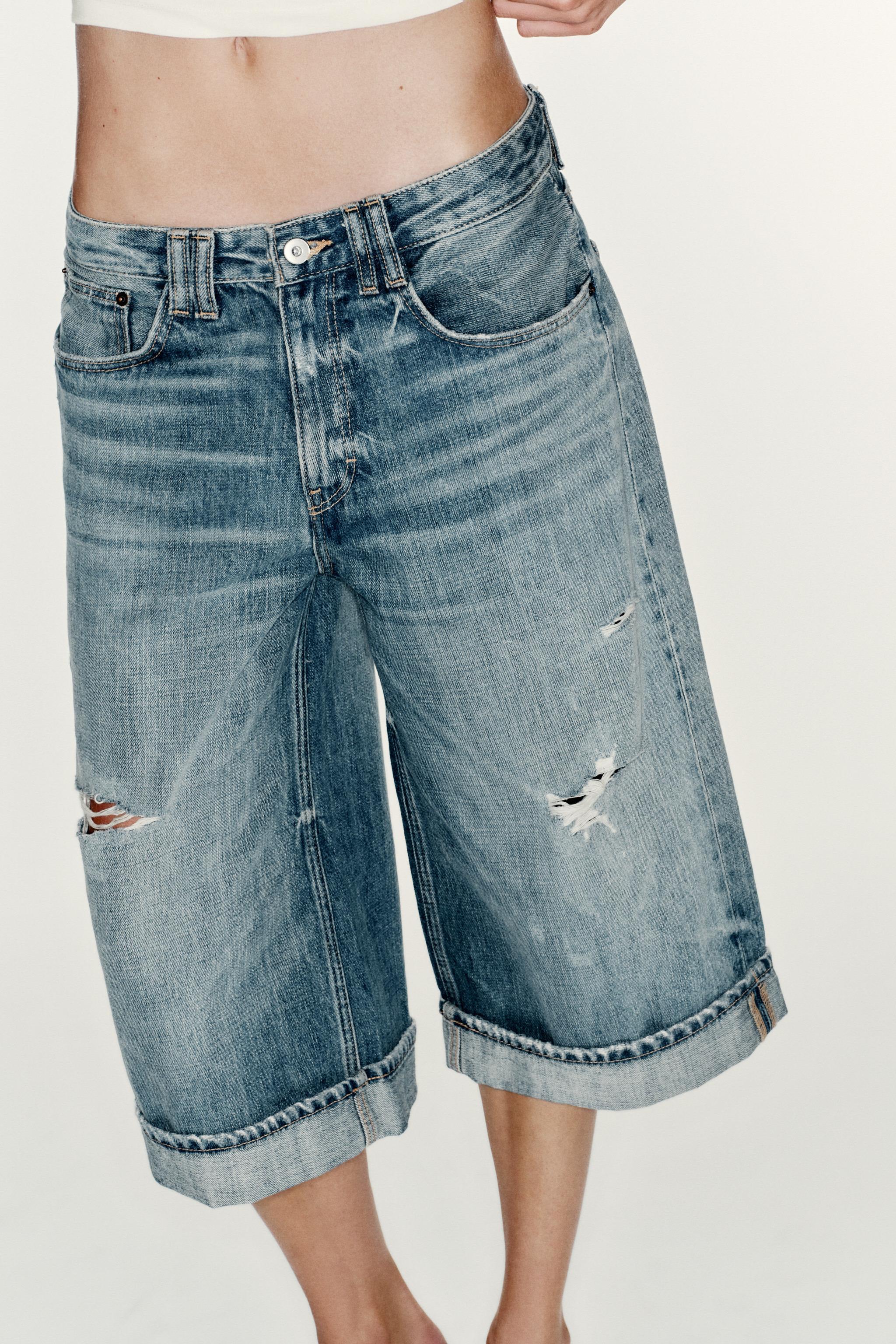 TRF MID RISE RIPPED DENIM JORTS