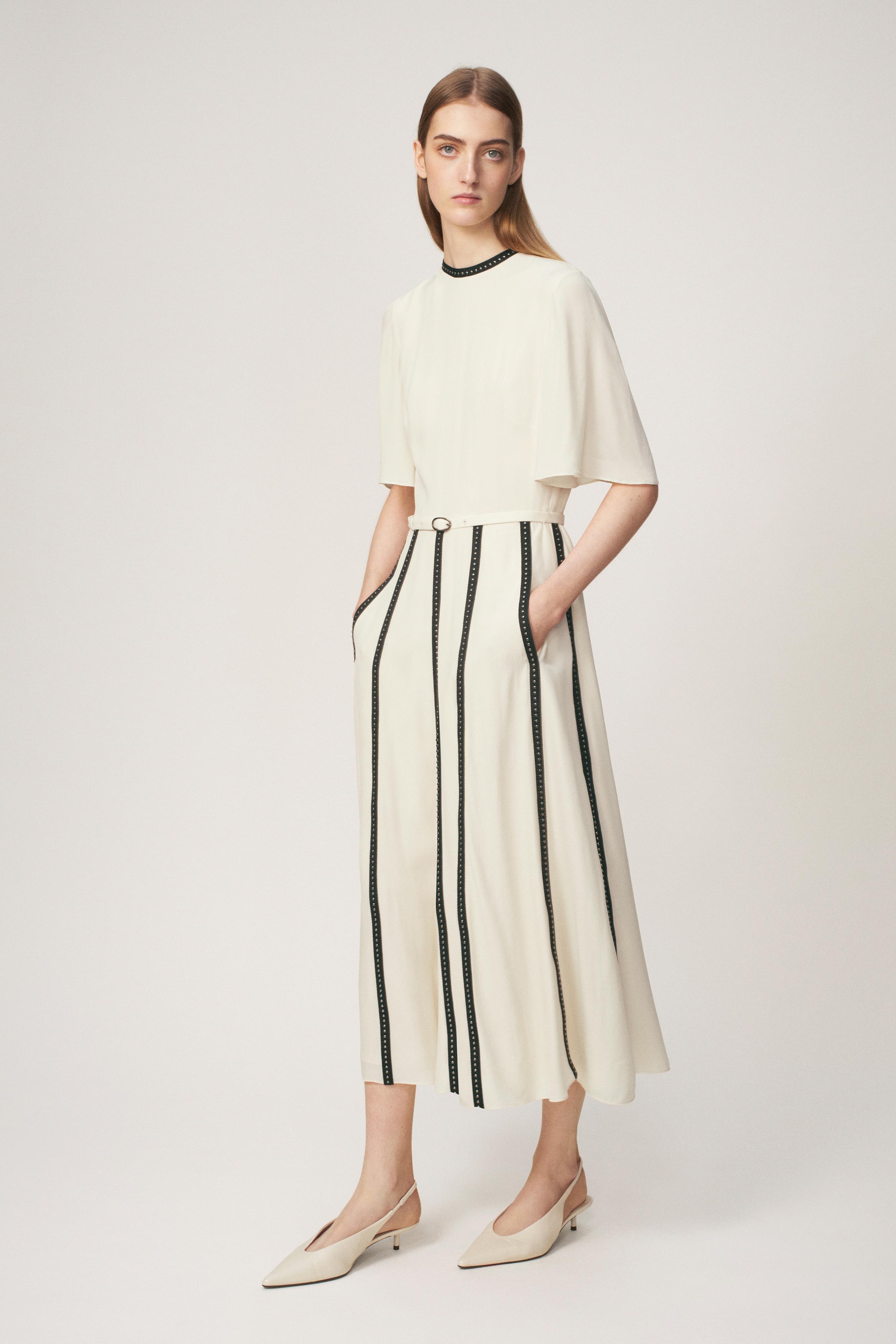 STUDDED CONTRAST STRAP DRESS - THE ITEM — Ecru