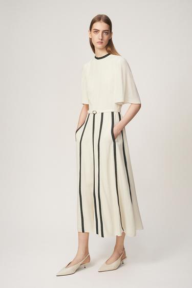 CONTRAST STRAP AND STUD DRESS - THE ITEM ZARA WOMAN — Ecru 2