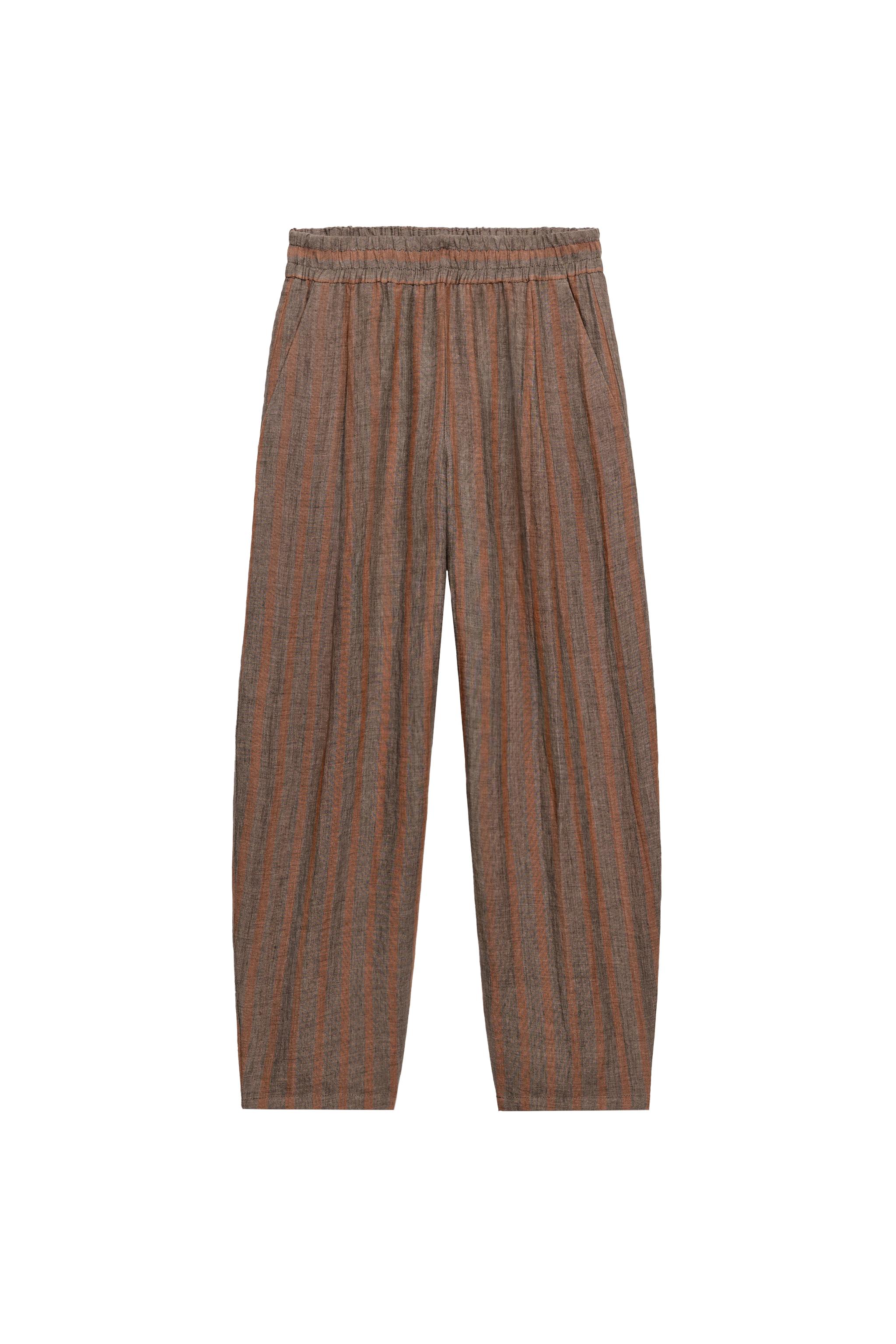 100% LINEN STRIPED PANTS