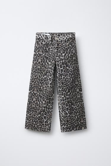WIDE-LEG-JEANS MIT ANIMALPRINT - Braun von Zara - Bild 0