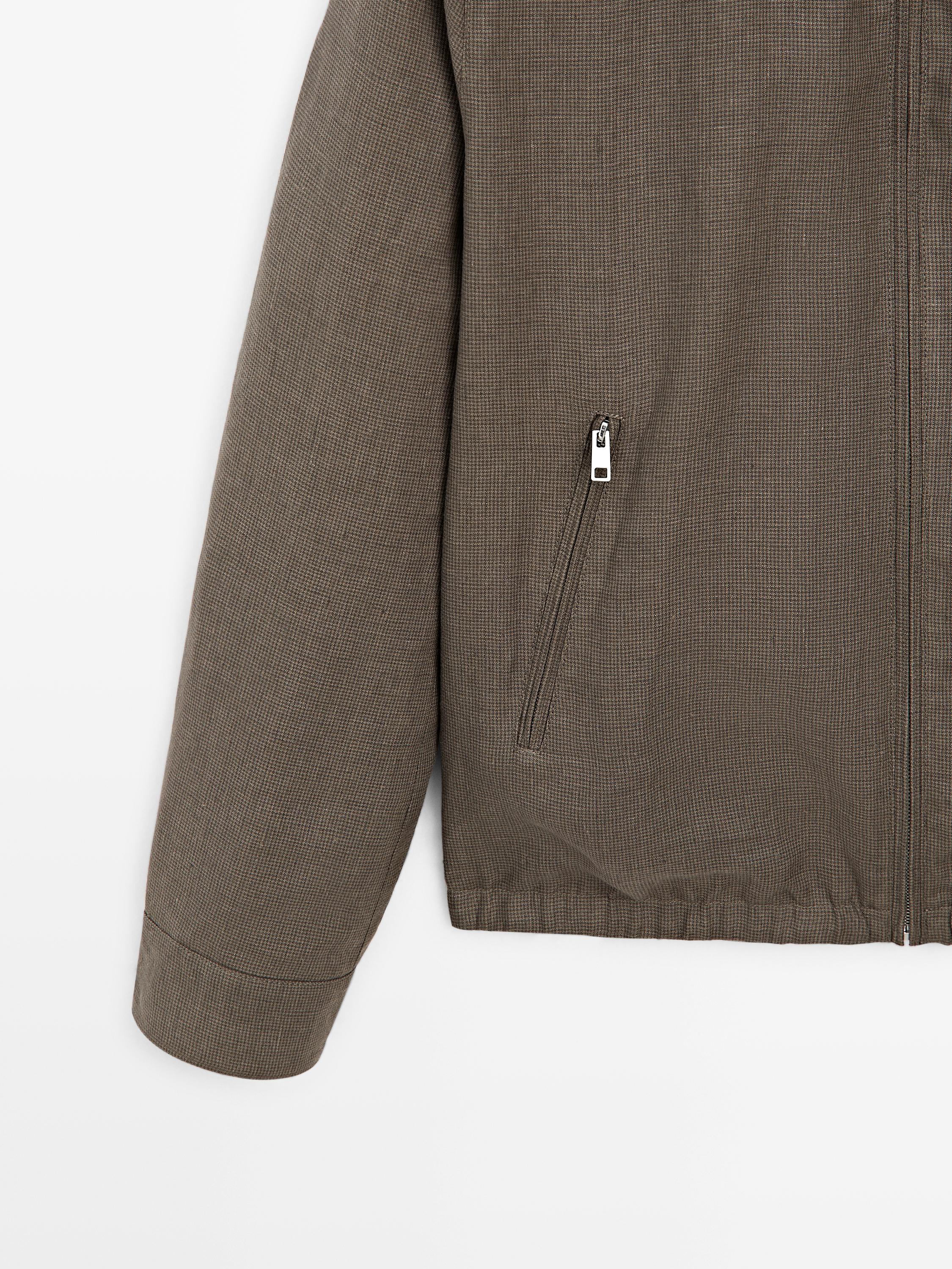 Blouson court réversible en lin mélangé