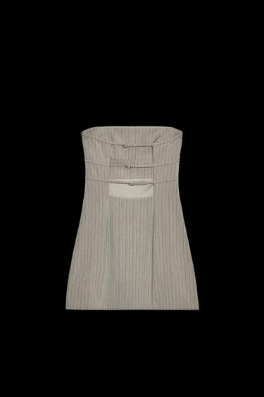 Zara STRAPLESS PINSTRIPE DRESS - Dark gray