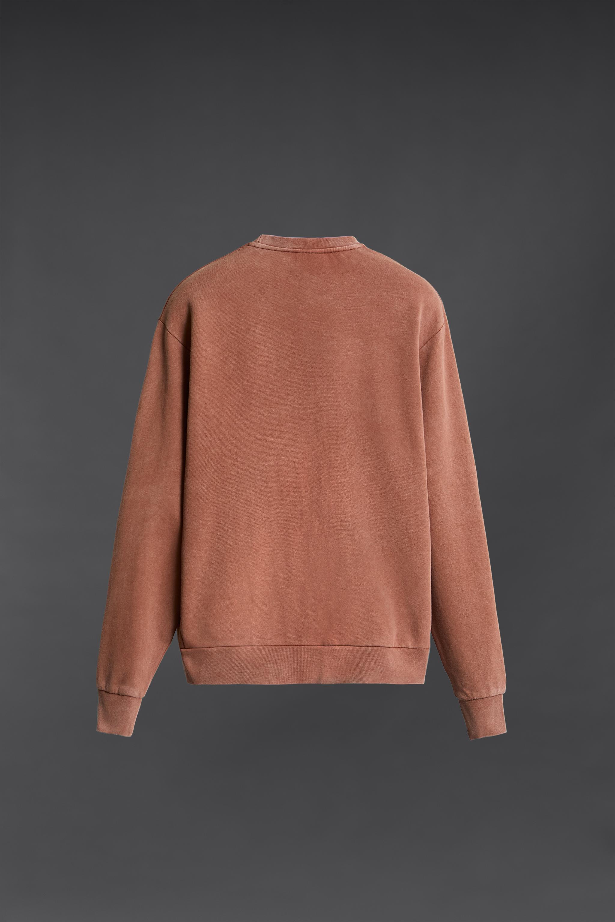 WASHED CREWNECK SWEATSHIRT Brick ZARA United States