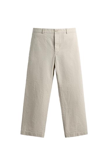 ΠΑΝΤΕΛΟΝΙ SEERSUCKER STRAIGHT FIT - Χρώμα της άμμου του Zara