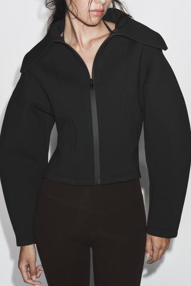 Zara FITTED NEOPRENE EFFECT JACKET - Black