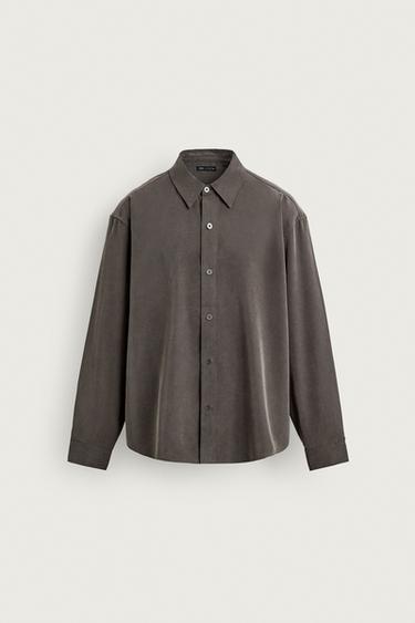 Zara RELAXED FIT FLUID SHIRT - Mink brown