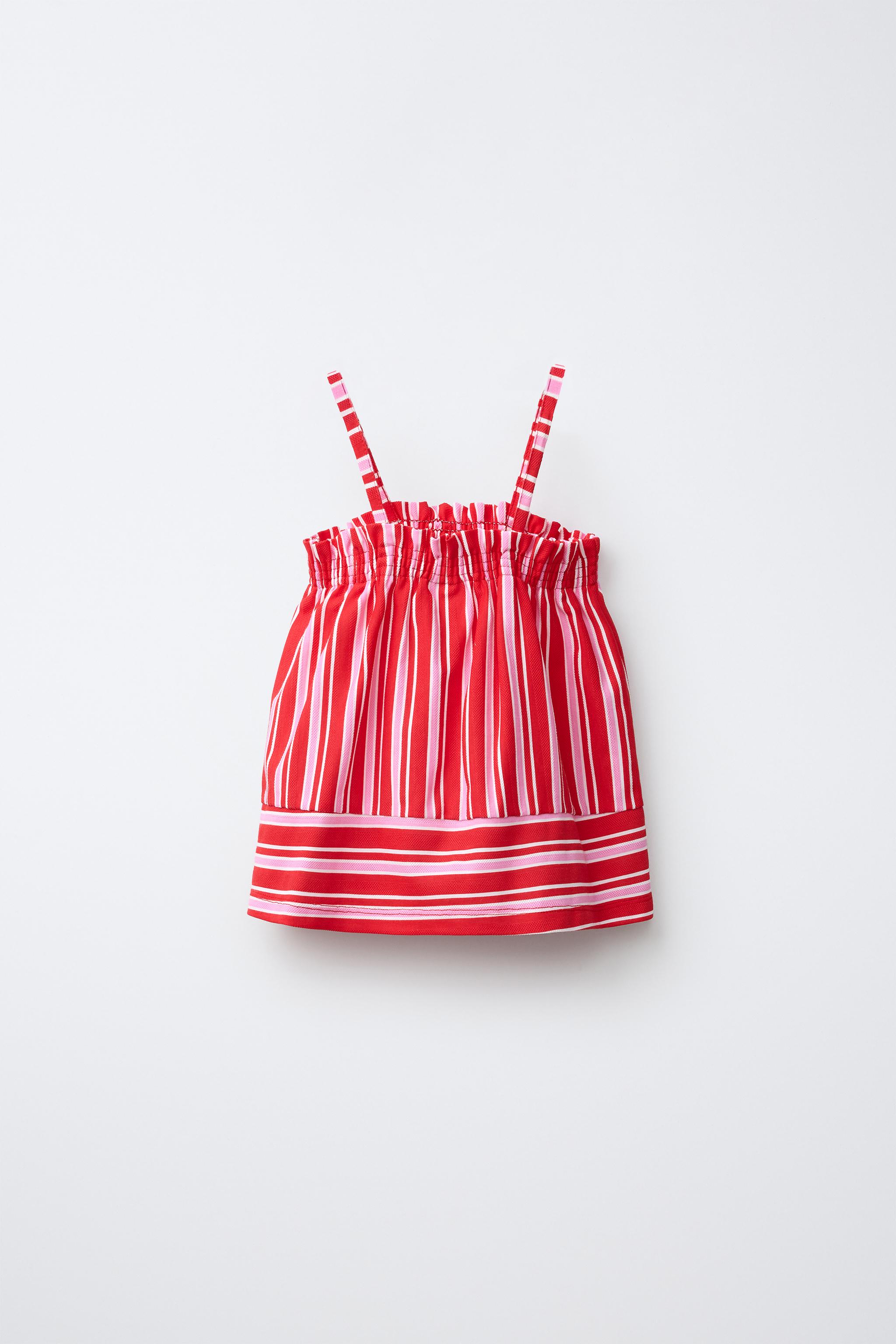 STRIPED TEXTURED TOP — Bright red