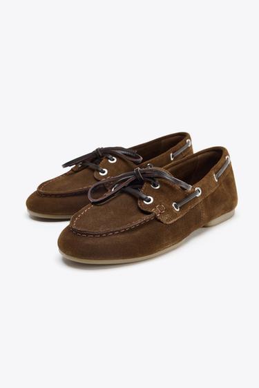 SPLIT SUEDE TOPSTITCHED LOAFERS - Brown by Zara - Image 4
