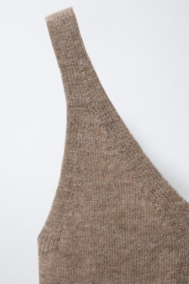TOP À BRETELLES AVEC LAINE - Marron / Taupe de Zara - Image 2