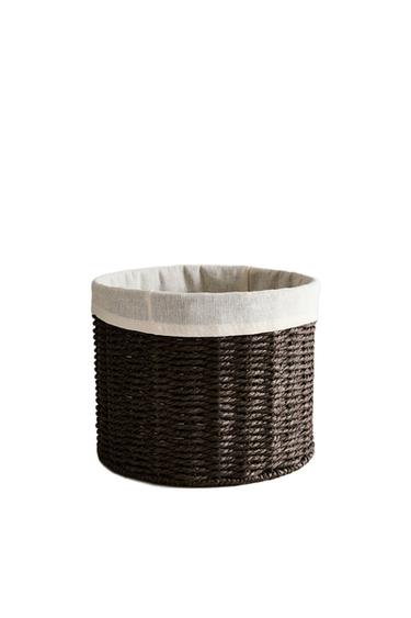 Zara ROUND BASKET WITH COTTON LINING - 深棕色