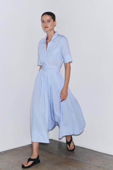 فستان قميصي بوبلين ZW COLLECTION - خطوط by Zara - Image 0