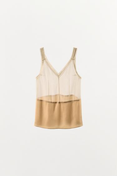 TOP COMBINADO TIRANTES SEDA 100% - Cru de Zara