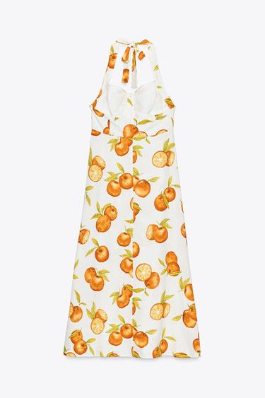 ROBE IMPRIMÉE AVEC LIN - Orange de Zara - Image 5