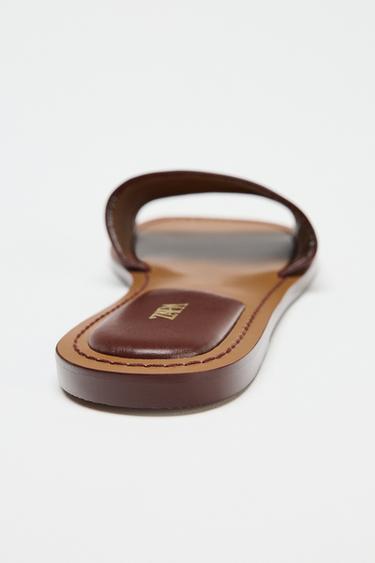 SANDALES EN CUIR SOFT - Marron foncé de Zara - Image 5