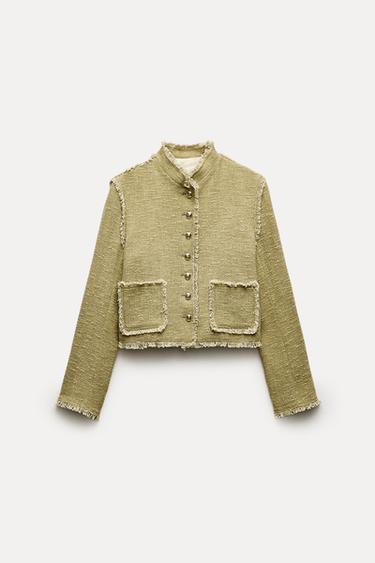 ZW COLLECTION BUNDA SE STRUKTUROU A TŘÁSNĚMI - Světlá khaki od Zara