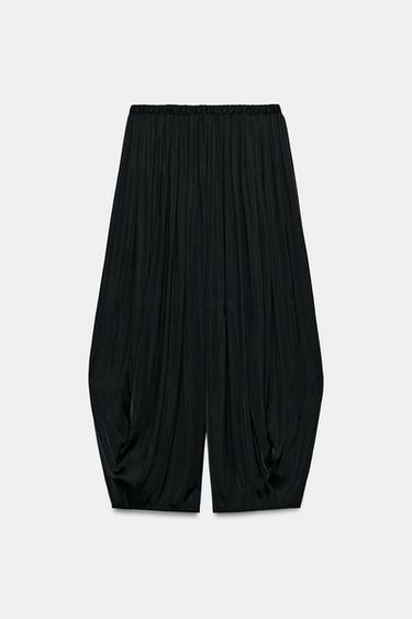 Zara PLEATED BALLOON PANTS - Black