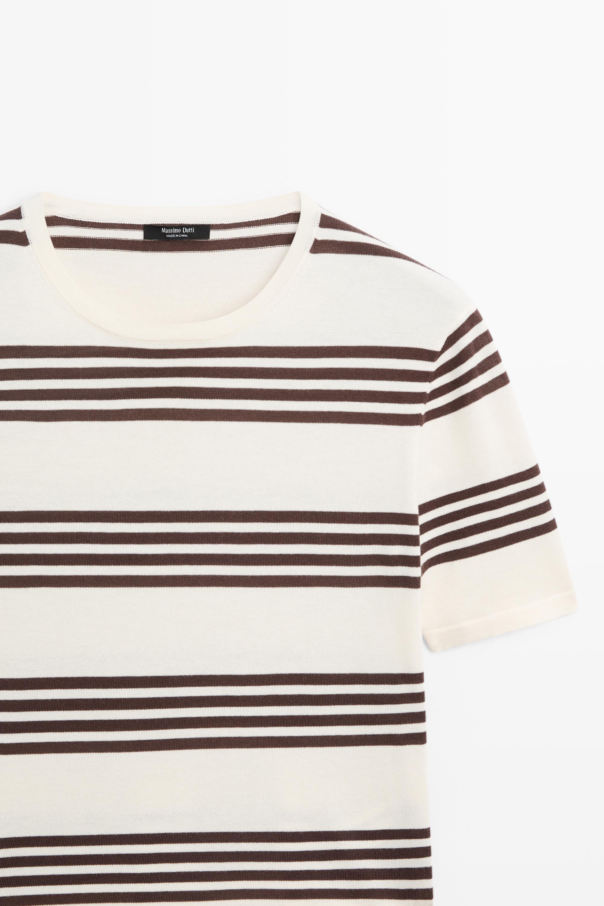 Pull en maille à rayures manches courtes